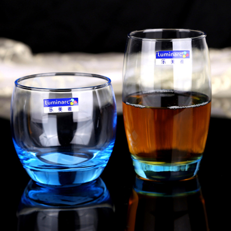 乐美雅彩色玻璃杯水杯牛奶杯茶杯八角杯创意彩色杯子杯果汁杯茶杯