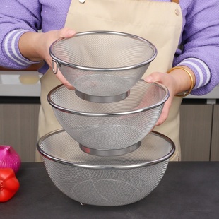 304不锈钢过滤网洗米漏盆密网篮不锈钢网篮沥水篮淘米篮洗菜漏篮