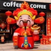 充气气模新年商场节日开业庆典装 饰迎宾财神爷卡通招财猫福袋气模