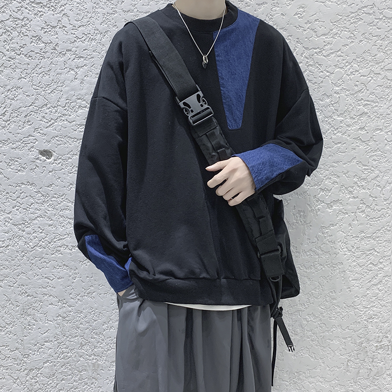 21年春季新款撞色拼接卫衣男潮流百搭港风春装WY2105，男装卫衣，星座507