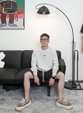 |绝对值|系列男女同款落肩宽松纯棉T恤长袖花灰百搭休闲潮流