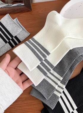 全店满20元或者6双包邮白色袜子长袜潮三条杠经典条纹日系学院风