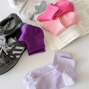 彩色夏款 现代舞多巴胺网眼短袜 ins潮糖果色纯棉无骨短筒袜女夏季