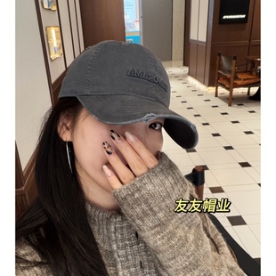 BAN立体字母刺绣棒球帽鸭舌帽韩系显脸小百搭方圆脸帽子