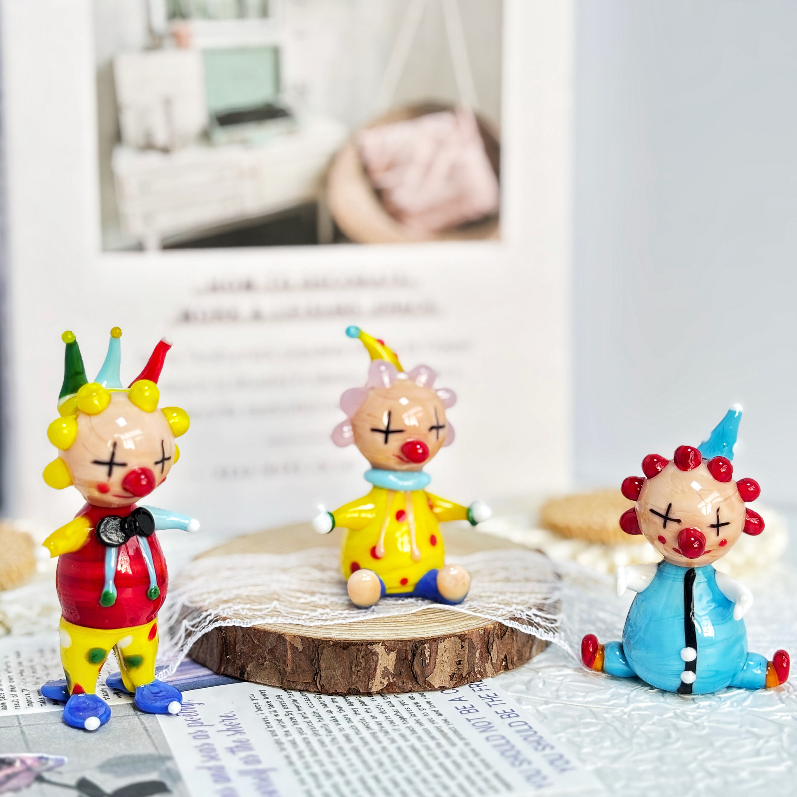 淄博琉璃马戏团小丑车载桌面摆件治愈公仔装饰礼品氛围感节日礼物