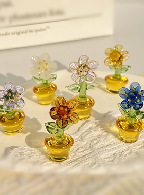 淄博琉璃迷你盆栽博山琉璃小花束旅游纪念品伴手礼礼物送朋友闺蜜