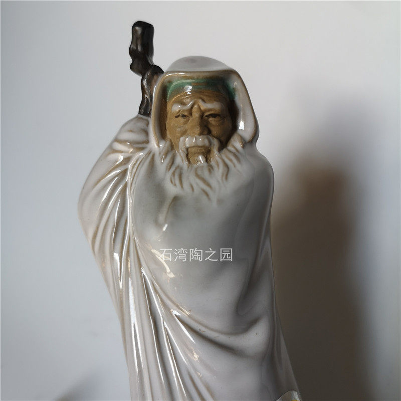 石湾陶瓷公仔本土手工艺品家居装饰摆件人物弹琴李太白苏武牧羊