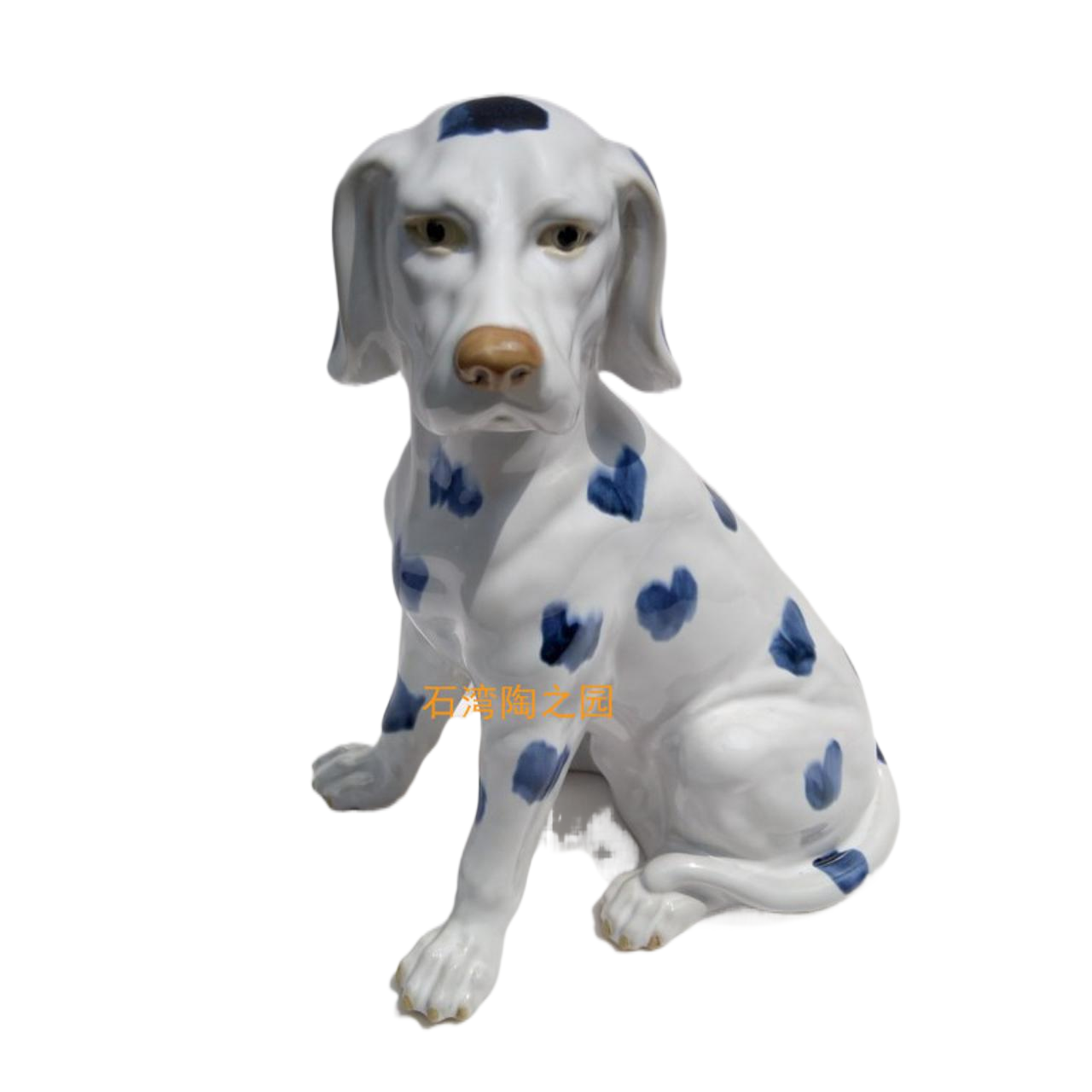 石湾陶瓷公仔家居装饰摆件客厅桌面斑点犬富豪狗新中式送礼动物