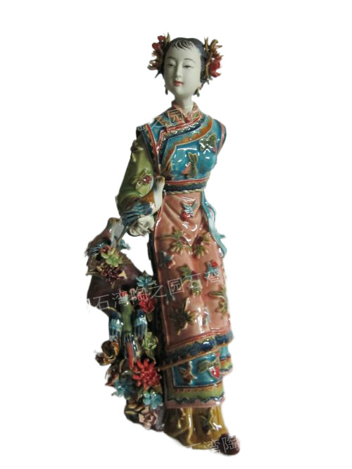 石湾公仔陶瓷林乃河精品系列家居装饰摆件送礼人物花鸟纯手工桌面
