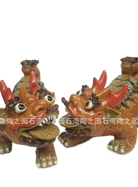 石湾陶瓷餐厅麒麟神兽家居装饰