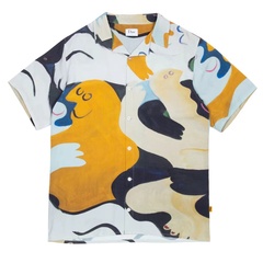 现货DIME FRESCO BUTTON UP SHIRT夏季艺术插花短袖衬衫