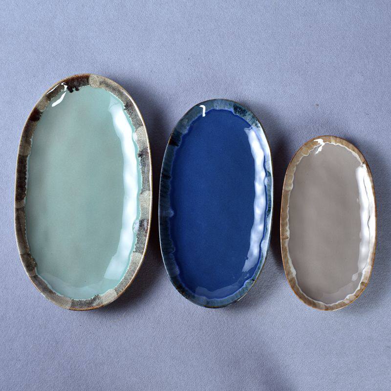 陶瓷蒸鱼盘子釉下彩餐厅餐具