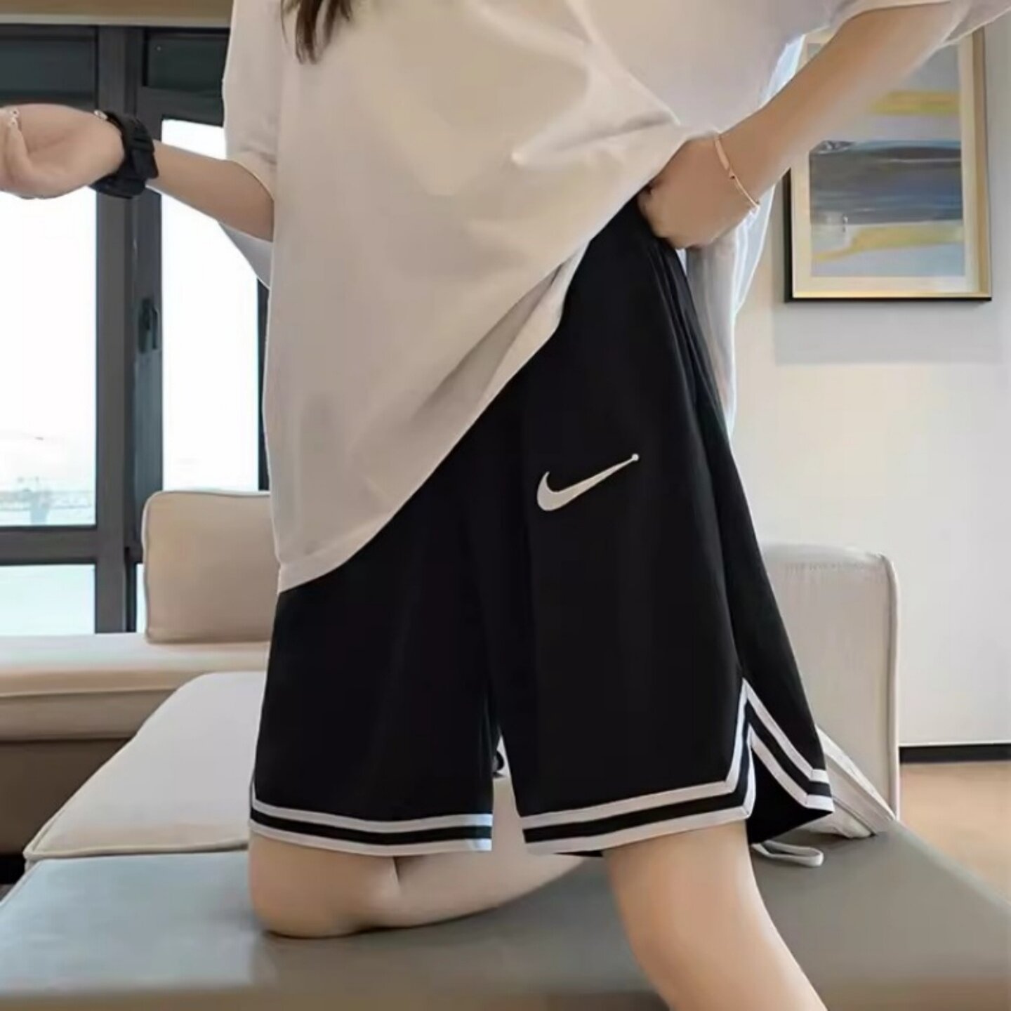 高腰篮球运动裤子女2026年夏季体育跑步短裤休闲裤宽松百搭五分裤