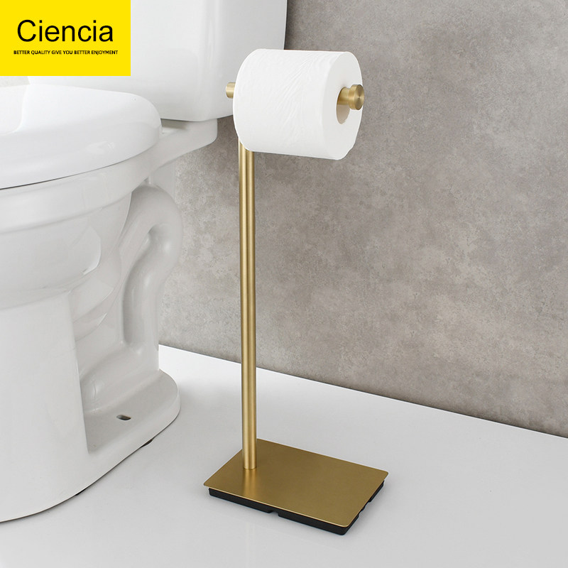 304不锈钢浴室长方形底座落地纸巾架卫生间免打孔卷纸架卷纸筒架