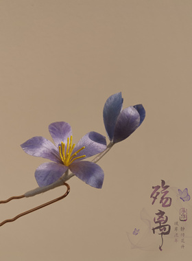 绒花发饰蚕丝线小清新发梳日常