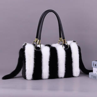 貂毛皮草包包女毛绒手提包水貂包时尚 真皮百搭毛毛手拎包 秋冬新款
