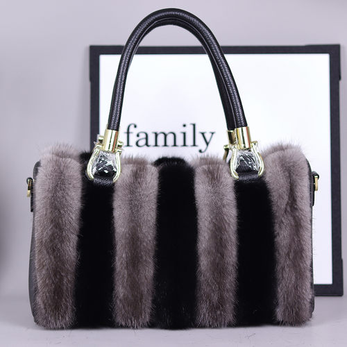 水貂毛简约皮草包2025新款