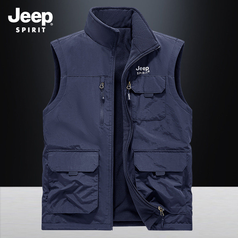 JEEP 吉普双面穿立领马夹男士秋冬季多口袋摇粒绒保暖坎肩背心男,男装,常规马甲,淘宝优惠券,粉丝福利购,淘宝优惠卷