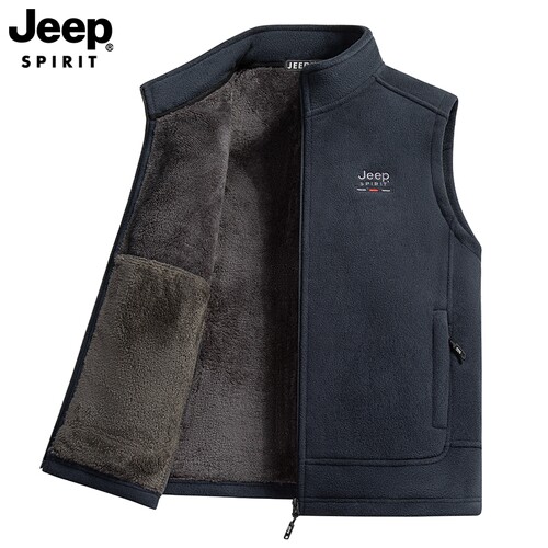 JEEPSPIRIT吉普加绒保暖马甲男