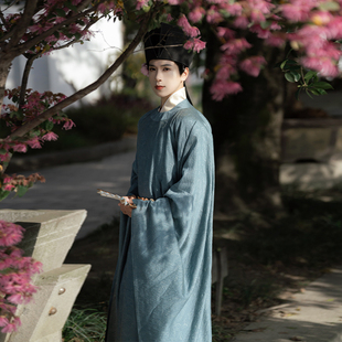 宋制圆领袍官袍宋制公服襕袍天丝暗纹 原创汉服男款 丹雅集 枕上书
