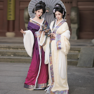 南巷瑾夏妲己秋冬战国袍女2025新款 魏晋风超仙气拖尾直裾原创套装