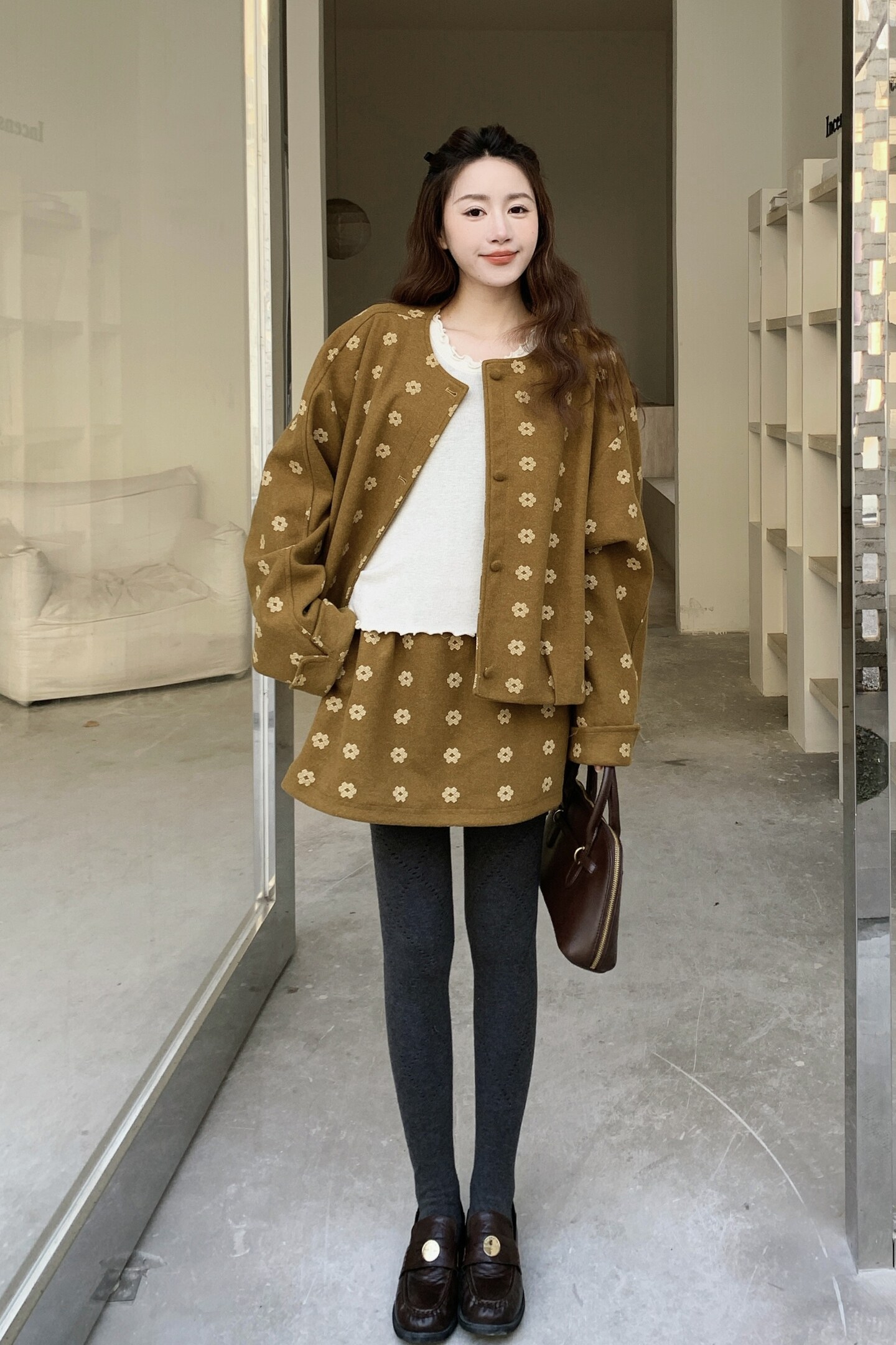 春季新品【已出货】印花针织套装p195k308,女装短外套,2C321