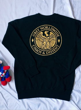 美式复古街头潮牌OB澳版黑色卫衣嘻哈街舞经典字母情侣款 自由鹰