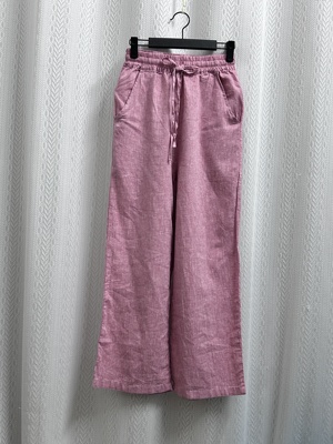 2025新品女士汉麻高腰松紧腰百搭休闲直筒裤