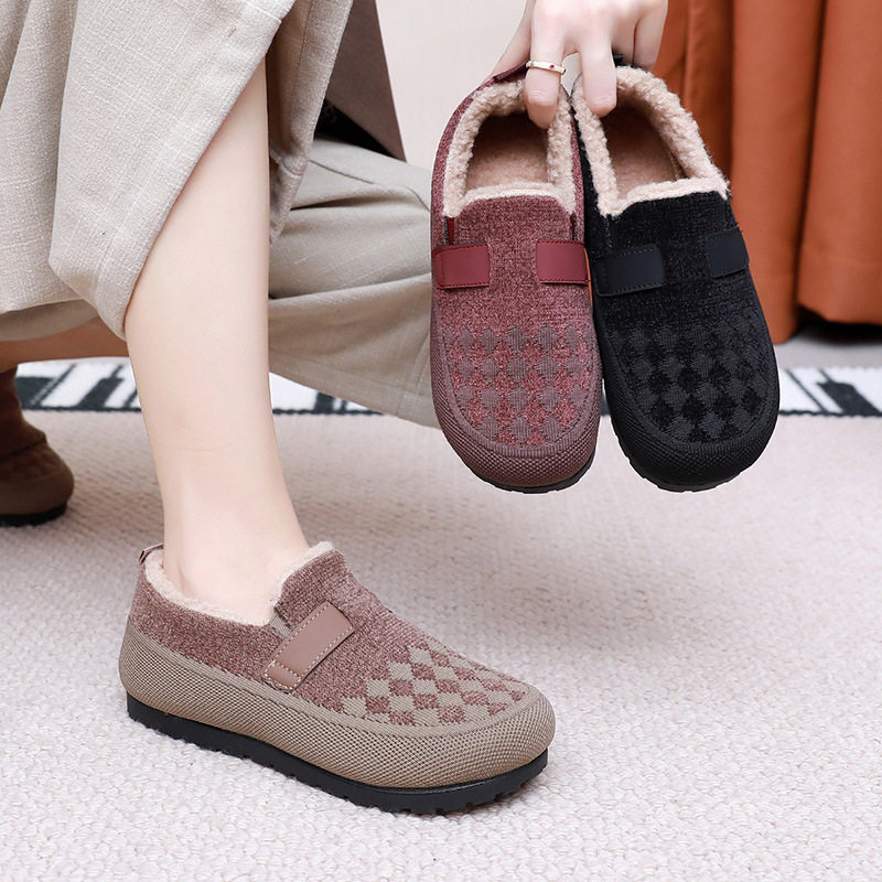 冬季新款加绒加厚保暖女士棉鞋平底勃肯鞋老北京布鞋女防滑妈妈鞋,女鞋,棉鞋,淘宝优惠券,粉丝福利购,淘宝优惠卷