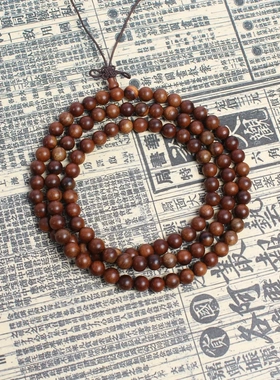 老料雷击枣木佛珠手串8mm108颗老料深色小孔手工打磨保真