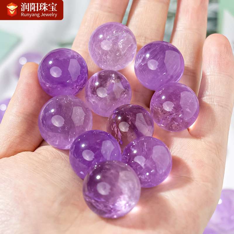 天然巴西紫水晶球摆件黄水晶粉水晶白水晶虎眼石球东海水晶球
