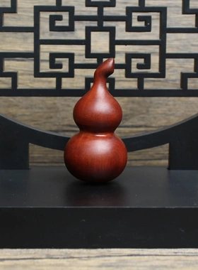 雷击枣木精工木雕葫芦手把件中国风文玩饰品福禄吊坠挂件diy配饰