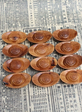 雷击枣木金元宝来财手把件木雕摆件把玩小件手工雕刻老料深色精雕