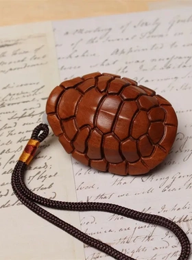 雷击枣木龟甲手把件 雕刻古典福气小乌龟吊坠挂件实木手玩件
