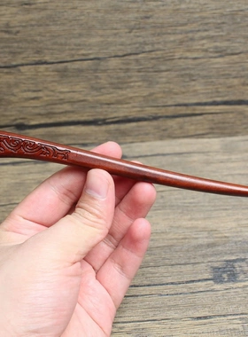 雷击枣木云纹发簪深色老料纯手工打磨道家法器男女士发簪