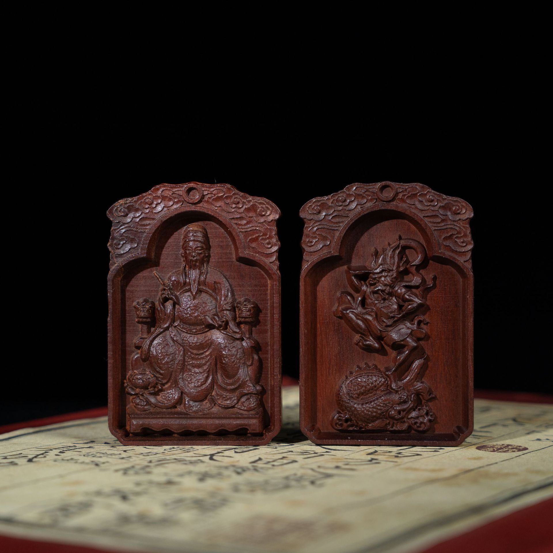 雷击枣木文昌帝君像文曲星吊坠挂件家居男女惊雷劈木文昌随身牌