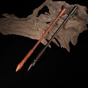 雷击枣木判官笔木雕摆件精雕手把件实木雕刻做旧玉化料木质工艺品