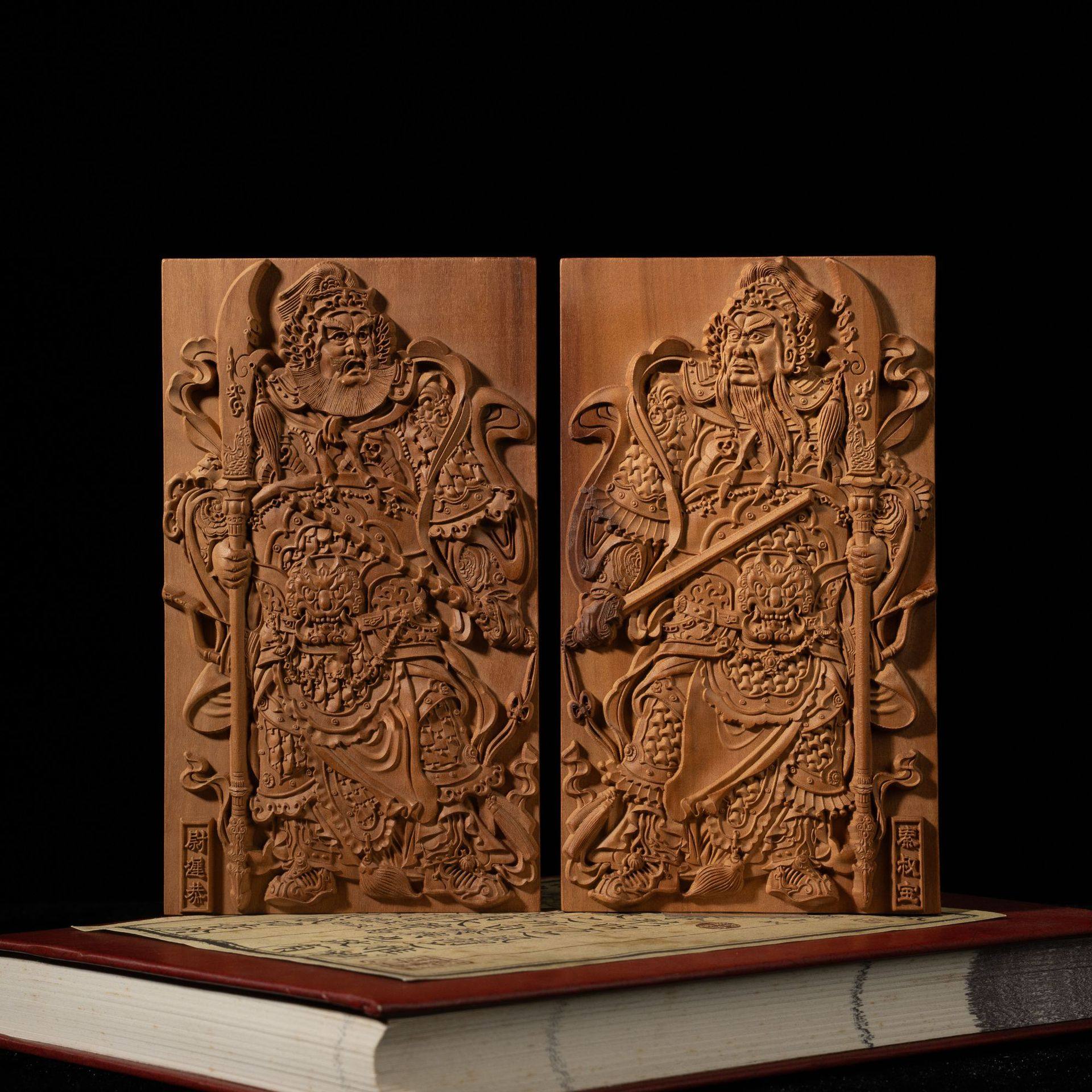 雷击枣木门神摆件雕刻尉迟恭秦叔宝门神精雕手工木质工艺品,家居饰品,国学摆件,淘宝优惠券,粉丝福利购,淘宝优惠卷