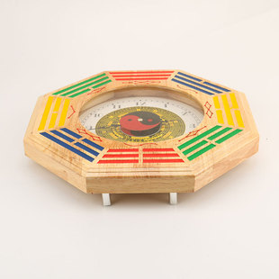 木雕刻桃木八卦钟罗盘钟彩绘太极八卦钟生肖八卦钟挂饰