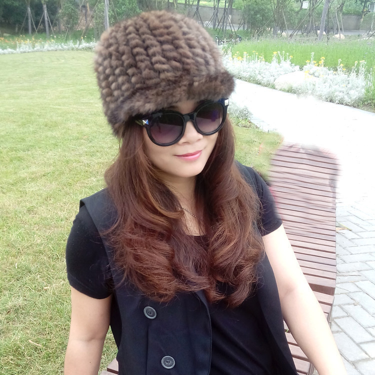 韩版时尚女式新款水貂毛鸭舌帽 水貂帽子 女士皮草帽子秋冬季保暖