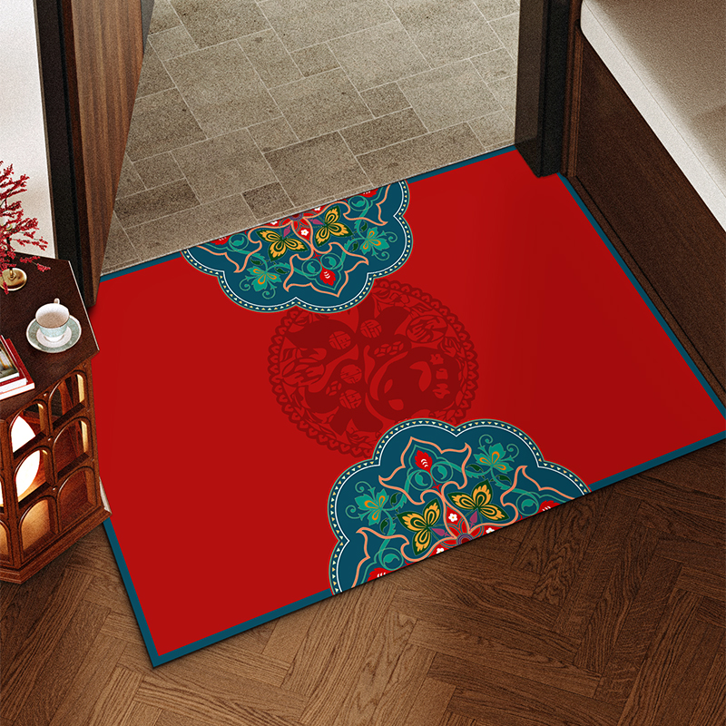 新春入户门地垫红色大门口室内进门脚垫玄关防滑门垫喜庆门厅地毯