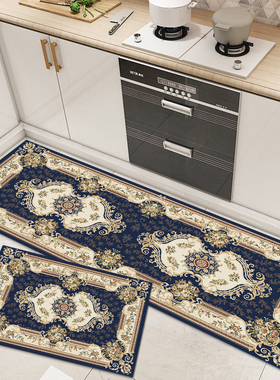 欧式花纹厨房地垫吸油吸水TPR防滑底部 家用入户门垫耐脏客厅地毯