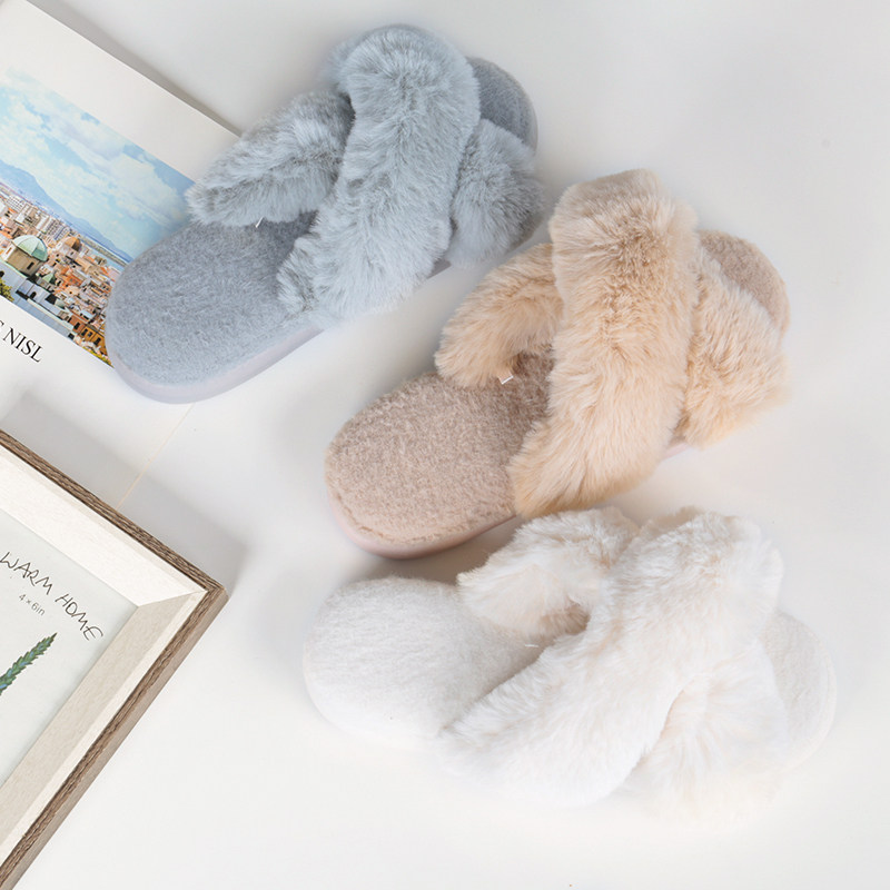 出口日本韩国小兔绒防滑简约时尚交叉室内家居拖鞋 可外穿拖鞋女,居家布艺,居家棉拖/棉鞋,淘宝优惠券,粉丝福利购,淘宝优惠卷