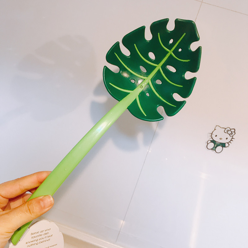 出口创意JungleSpoon绿叶子漏勺龟背叶勺子捞面勺调羹漏勺包邮