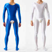 高弹大码 男女通用全身连体紧身衣油亮丝滑光泽欧美性感透明爽滑