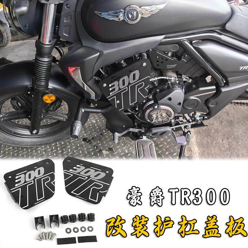 适用豪爵TR300plus改装保险杠装饰盖板护杠罩侧盖铝合金侧板配件