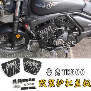 适用豪爵TR300plus改装保险杠装饰盖板护杠罩侧盖铝合金侧板配件