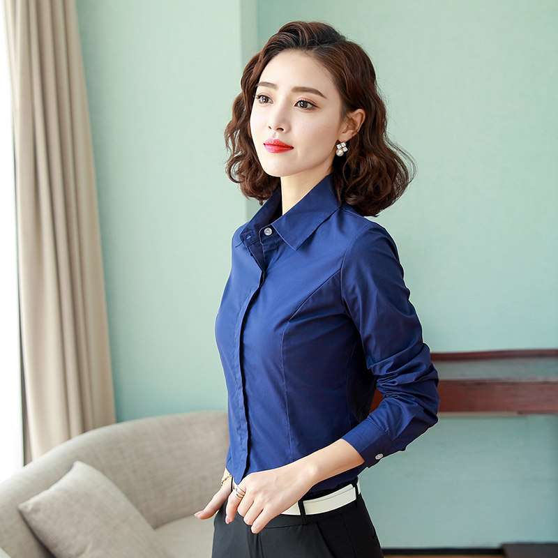 白衬衫女长袖2022秋季新款韩版修身OL职业装工作服白领上班族衬衣