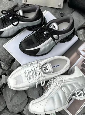 WM6欧货女鞋2026早春新款TPU橡胶拼色圆头系带弹簧厚底运动休闲鞋