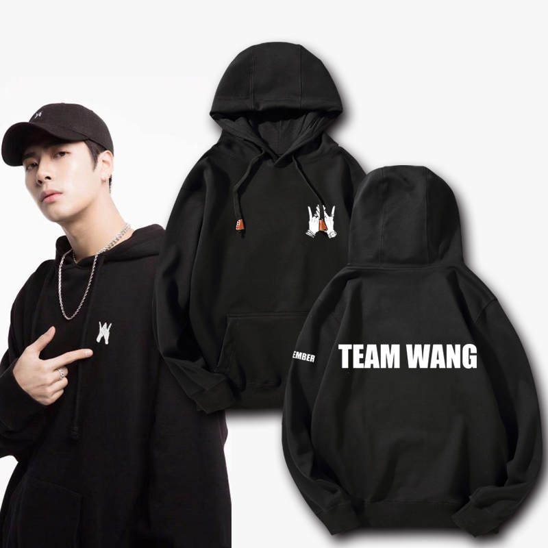 王嘉尔同款got7新款teamwang外套街舞可定制保暖连帽衫套头卫衣潮